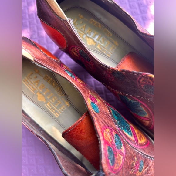 L’Artiste Gorgeous Heels! colorful painterly tooled leather great dancing shoes - Picture 7 of 9